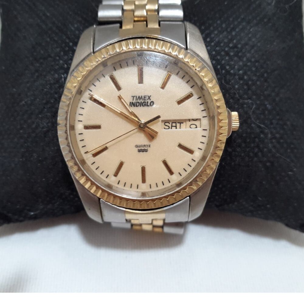 Timex Indiglo Men's Wristwatch Quartz Gold and Silver Tone